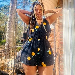 🍊Arizona Jean Co🍋 lightweight lemon and polka dots romper.